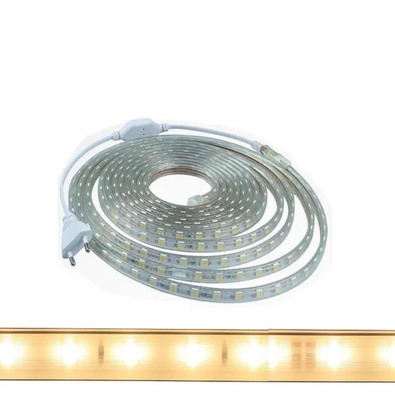 Imagem de Fita Led 5050 Branco Quente 1 Metro 14w/m Com Conector 127v