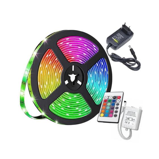 Imagem de Fita Led 5050 Com Silicone Rgb Com Controle + Fonte 12V 2A