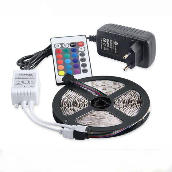 Imagem de Fita Led 5050 Ip65 Rgb Colors Bi-volt Rolo 5 Mts Prova De Água Com Fonte - King