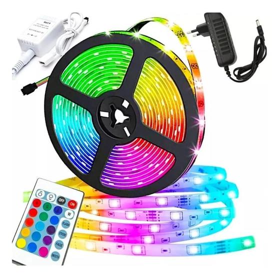 Fita Led 5050 Rgb Color 5 Metros Prova D'Água Com Controle - Utimix Imagem de Fita Led 5050 Rgb Color 5 Metros Prova D'Água Com Controle