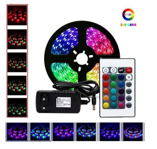 Imagem de Fita Led 5050 Rgb Colorida 5Mt 16 Cores + Fonte + Controle