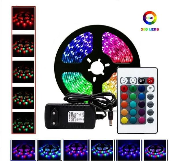 Imagem de Fita Led 5050 Rgb Colorida 5Mt 16 Cores + Fonte + Controle