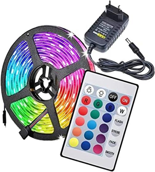 Imagem de Fita Led 5050 Rgb Colorida 5mt + Fonte + Controle