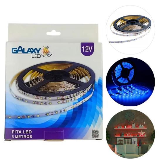 Imagem de Fita Led 5m Luz Cores Azul/Vermelho/Branco 12v 60 leds/m