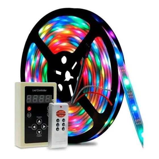 Fita Led 6803 IP65 RGB com Controle e Fonte Menor preço em Fita Led 6803 IP65 RGB com Controle e Fonte
