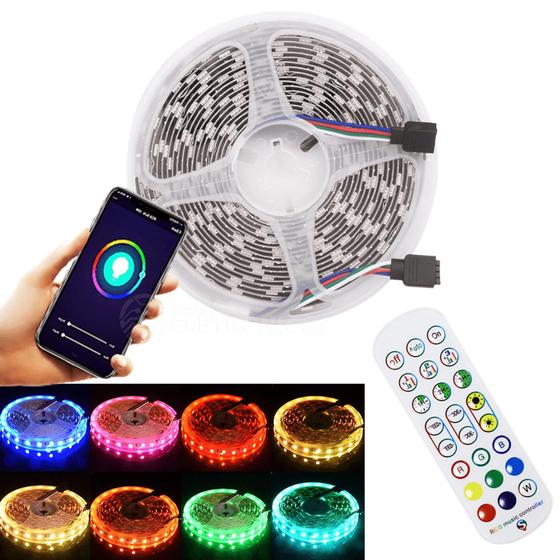 Imagem de Fita Led Acionamento Bluetooth 300 Leds 5050 Rgb Acompanha Controle Remoto DY8798