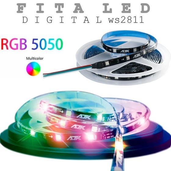 Imagem de Fita Led Ajk Digital Rgb Ws2811 36W Ip65 150 Led Smd 5M