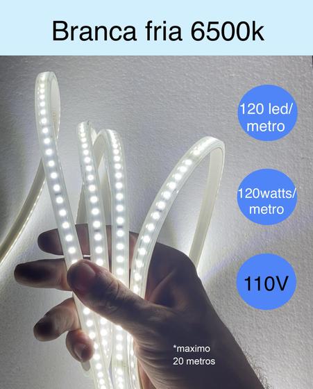 Imagem de Fita led alto brilho 120 led mangueira chata 110V por metro