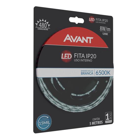 Fita LED AVANT Interna IP20 8WM 5M 6500K Branco Frio Menor preço em Fita LED AVANT Interna IP20 8WM 5M 6500K Branco Frio