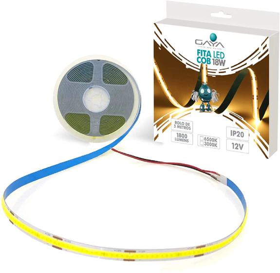 Imagem de Fita Led Cob 9W 12V IP20 5M 900L Com Conector Gaya