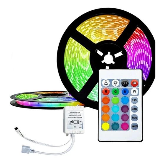 Imagem de Fita Led Colorida RGB 3528 5 metros + Driver 12V+ Controle remoto (SEM FONTE)