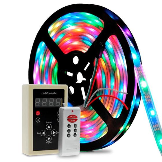 Imagem de Fita Led Digital 6803 Rgb 133 Efeito Com Controle E Fonte TB5001