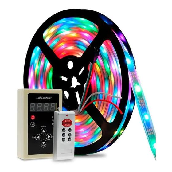 Imagem de Fita Led Digital 6803 Rgb Com Controle 133 Efeitos + Fonte