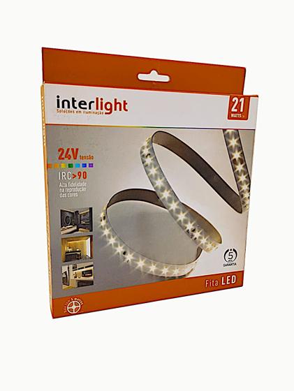 Fita Led Flexivel 21W/m 24V IRC90 IP20 5MT - INTERLIGHT Imagem de Fita Led Flexivel 21W/m 24V IRC90 IP20 5MT