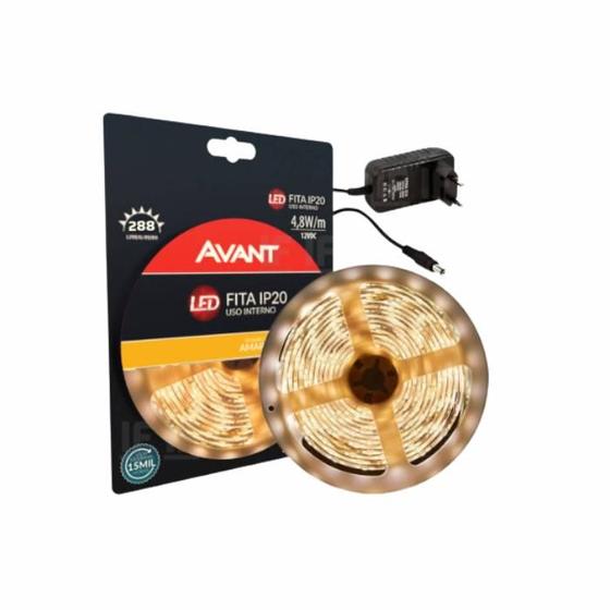 Imagem de Fita led interna ip20 8w amarela 3000k 5mt avant