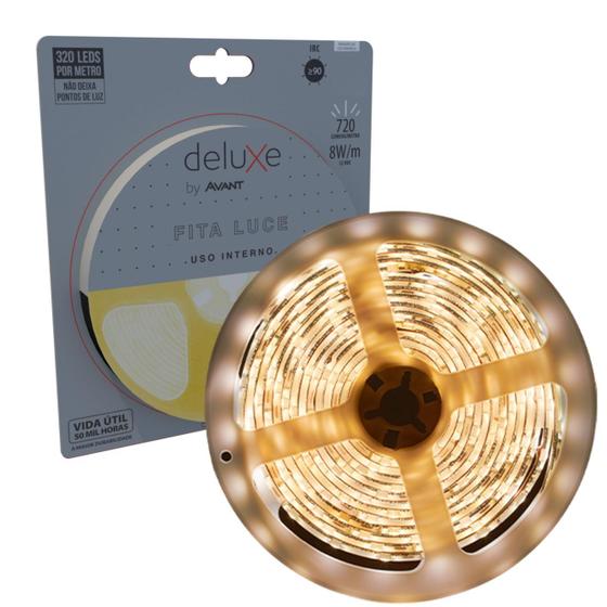 Imagem de Fita Led Luce Cob 5 Metros 8w/m 320 leds Branco Quente 3000K