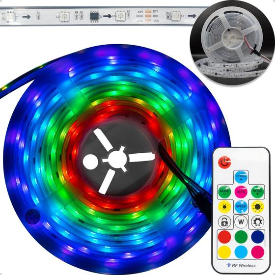 Imagem de Fita Led Luz Rgb Colorida 2811 5 Metros 12v Ip65 + Controle