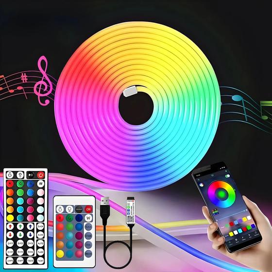 Imagem de Fita LED Neon RGB Flexível à Prova D'Água com Controle Remoto por App