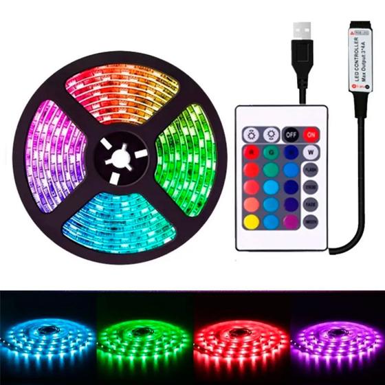 Imagem de Fita Led Rgb 5 metros com Controle Remoto 16 Cores USB