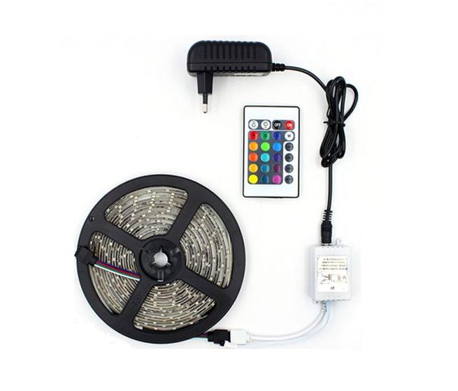 Imagem de Fita Led Rgb 5 Metros Prova D'agua Com Controle e Fonte
