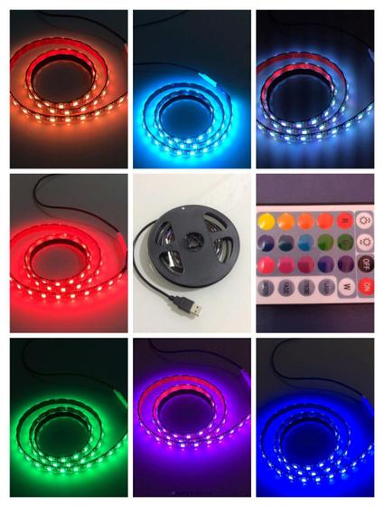 Imagem de Fita led rgb 5050 1m 60 leds controle USB prova da chuva Pcb preto