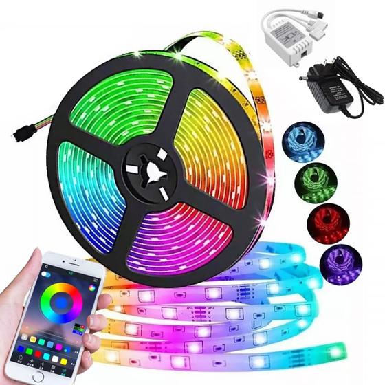 Imagem de Fita Led RGB 5050 40W Rolo 10 Metros USB Iluminação Ritmo Musical com Controle Remoto 