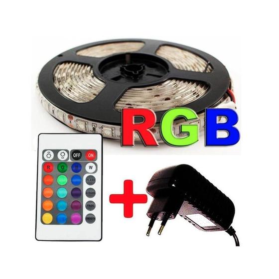 Imagem de Fita Led Rgb 5050 5m 16 Cores + Fonte + Controle