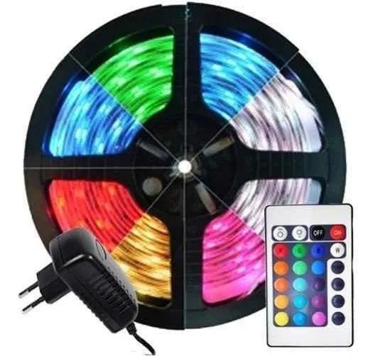 Imagem de Fita Led Rgb 5050 5M 16 Cores Prova Dagua + Fonte + Controle