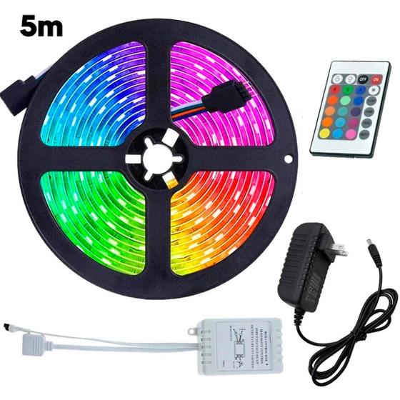 Imagem de Fita Led Rgb 5m Decoração Digital Fonte Luz Multicores