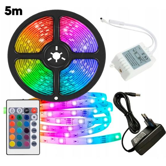 Imagem de Fita Led Rgb 5m Multicores Brilho Digital Decoração Controle