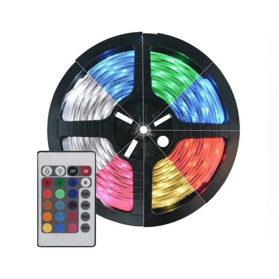 Imagem de Fita Led RGB Colorida 5050 Com Controle IP65 12v 5m