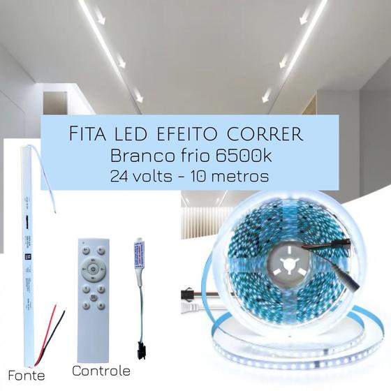 Imagem de Fita Led sequencial progressiva com efeito correr 10M 3528 com fonte e controle