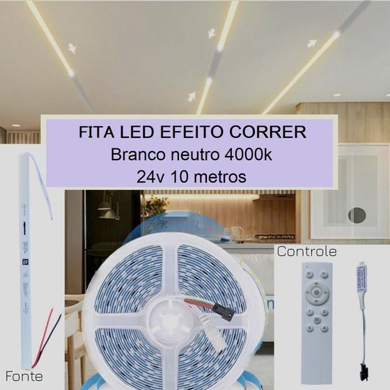 Imagem de Fita Led sequencial progressiva com efeito correr 10M 3528 com fonte e controle