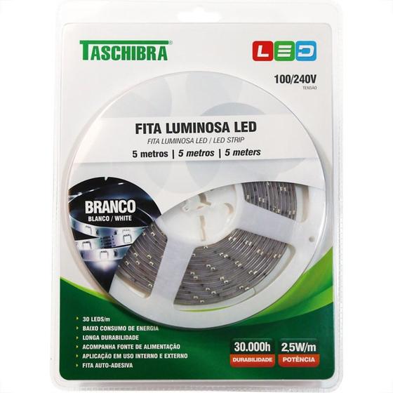 Imagem de Fita Led Taschibra Ip20 12V 5M Branca -01