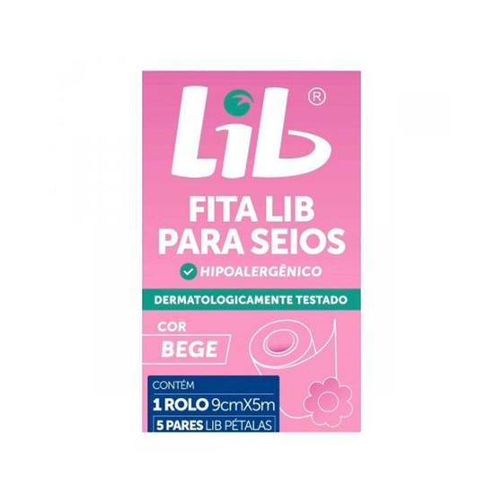 Imagem de Fita Lib para Seios Cor Bege com 1 Rolo 9cm X 5m com 5 Pares