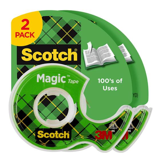 Imagem de Fita Mágica Scotch, 2 Rolos, Ótimo para Embrulho de Presente, Inúmeras Aplicações, Invisível, Projetado para Reparo, 1/2 x 750 Polegadas, Dispensado (119SDM-2)