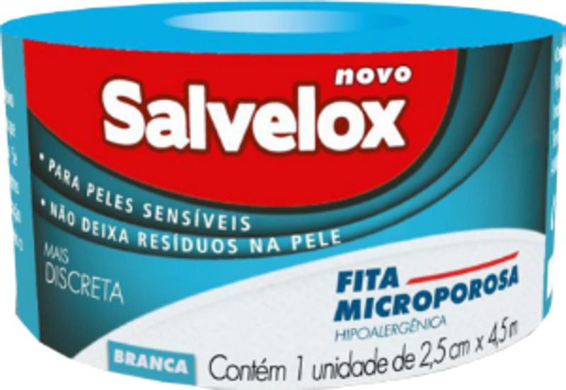 Imagem de Fita Microporosa Salvelox Hipoalergênica P/ Peles Sensíveis 2,5cm X 4,5cm Branca