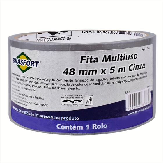 Imagem de Fita Multiuso Silver Tape 48mm x 5 Metros Cinza - Brasfort