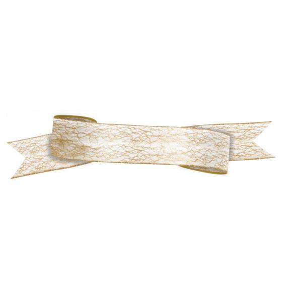 Imagem de Fita natalina para laços em poliéster 3mx6cm glitter Dourada