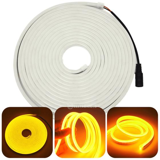 Imagem de Fita Neon LED 2835 Flexível 5 Metros Branco Quente De Brilho De Silicone Potente FITANEONBQ