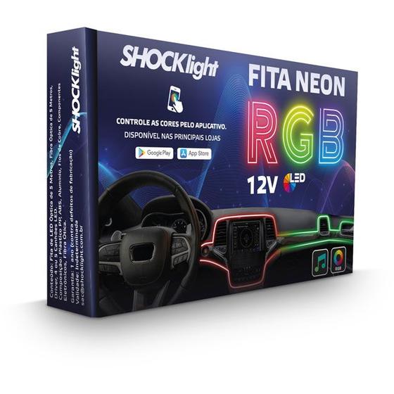 Imagem de Fita Neon Led Rgb Luz Interna Painel Carro 5m 5 Canhões