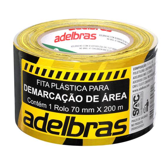 Imagem de Fita p/demarcação área 70mmx200m zebrada pt/am Adelbras