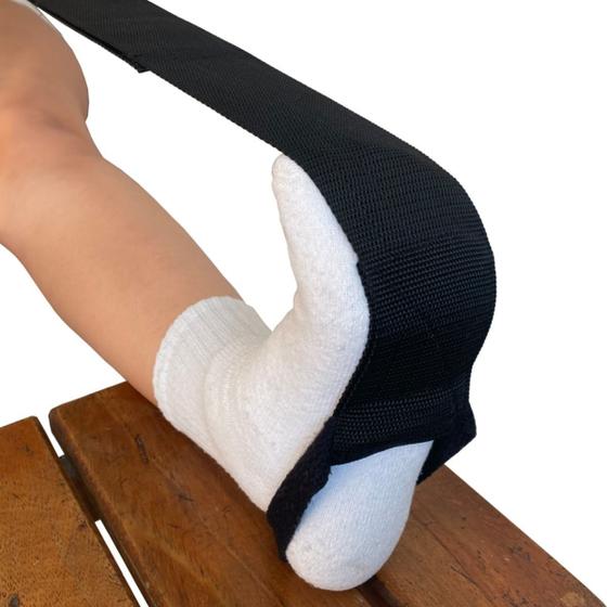 Imagem de Fita para Alongamento Faixa Fisioterapia Pilates Yoga Esporão de Calcâneo Panturrilha Perna Posterior da Coxa Lombalgia