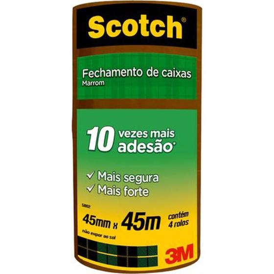 Imagem de Fita para Empacotamento SCOTCH 5802 Marrom 45MM X 45M - Pacote com 04