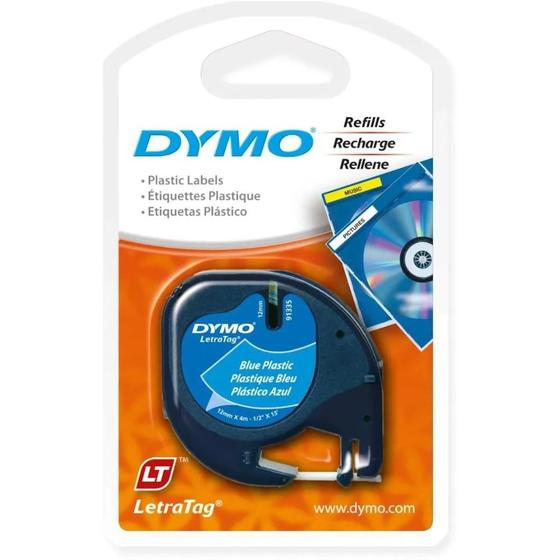 Imagem de Fita para Rotulador Dymo LetraTag Plástica 12mmX4m Azul