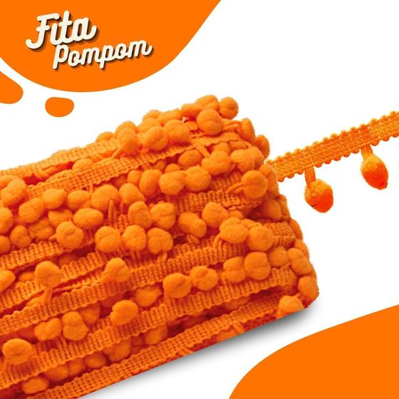 Imagem de Fita Pompom Laranja 20mm Rolo Com 25 Metros - Nybc