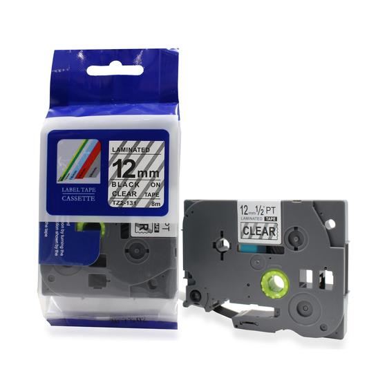 Imagem de Fita Refil Compatível TZe TZ-131 Transparente Incolor 12mm p/ Rotulador Brother PT-H105 PT-H110 PT-D200 PT-D210 PT-D400 PT-D600 PT-P300BT P-Touch Cube
