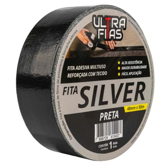 Imagem de Fita Silver Tape Ar Condicionado Multiuso Vedação 50 mm X 50 Metros  - Branca, Cinza ou Preta