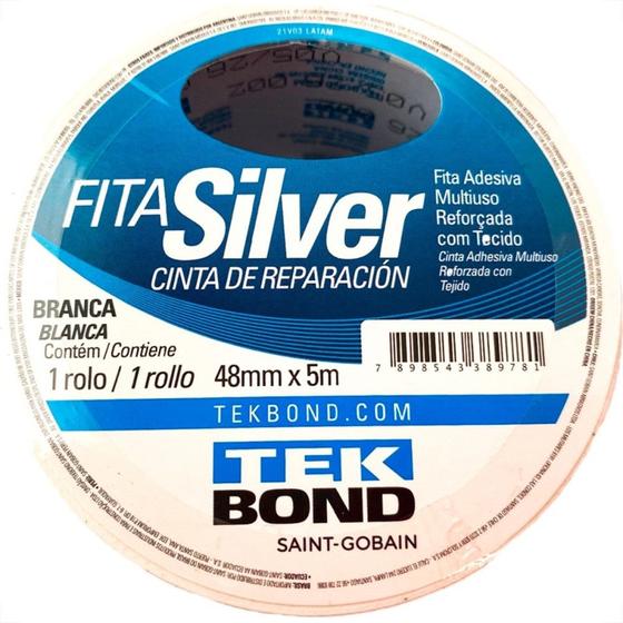 Imagem de Fita Silver Tape Tekbond 48Mm X 5M Branca