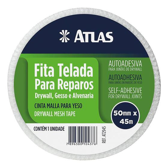 Imagem de Fita Telada Adesiva Reparo Gesso Drywall Rodapé Cantos Atlas